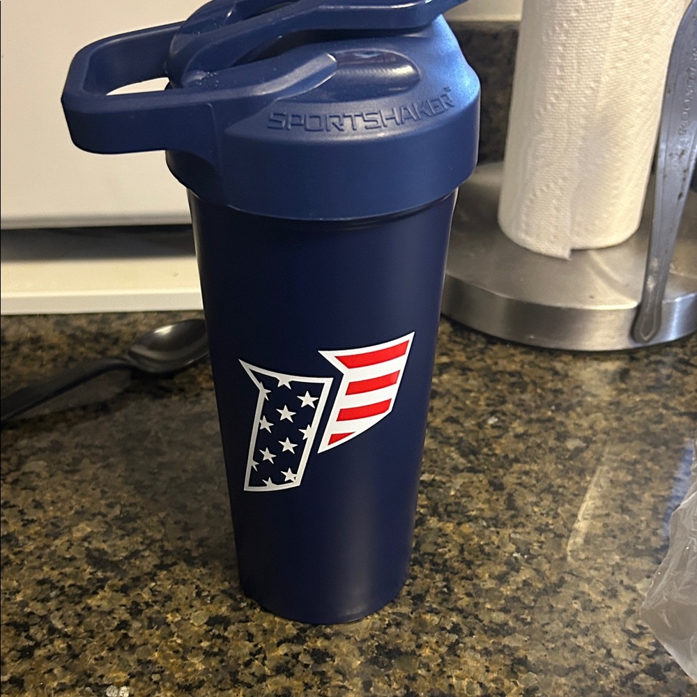 1st Phorm limited edition SportsShaker Blue Bottle with American Flag Design